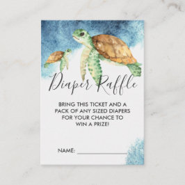 Tarjeta De Recepción Billete de Baby Shower Diaper Raffle | Tortuga mar