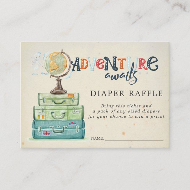 Tarjeta De Recepción Billete de Baby Shower Diaper Raffle | Viaje de co (Anverso)