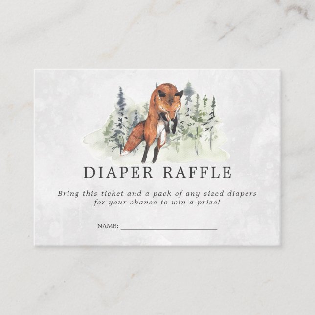 Tarjeta De Recepción Billete de Baby Shower Diaper Raffle | Woodland Fo (Anverso)