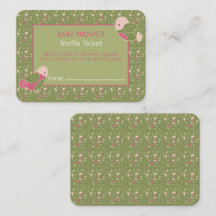 Billete de Baby Shower Raffle de pájaros blancos r