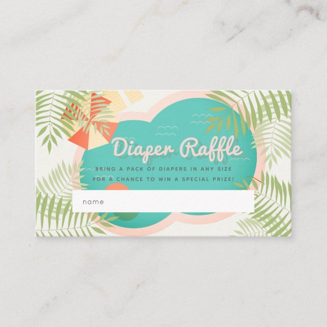 Tarjeta De Recepción Billete de baraja Baby Shower Beige Diaper Raffle (Anverso)