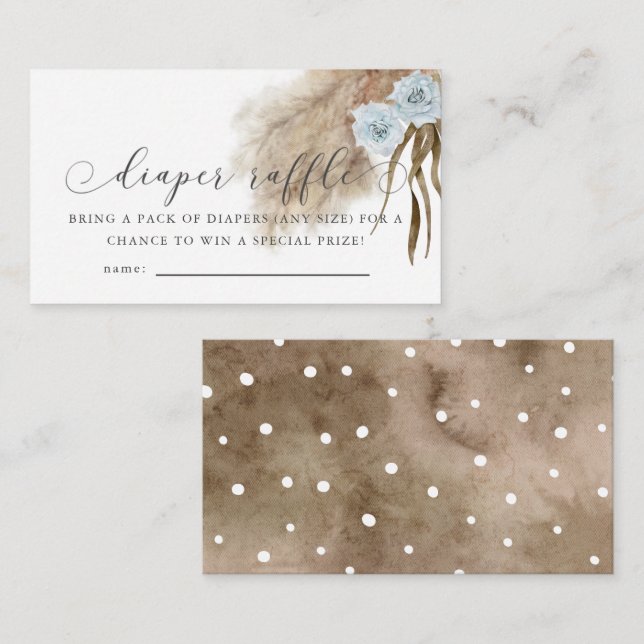 Tarjeta De Recepción Billete de baraja de Baby Shower azul pampas (Anverso / Reverso)