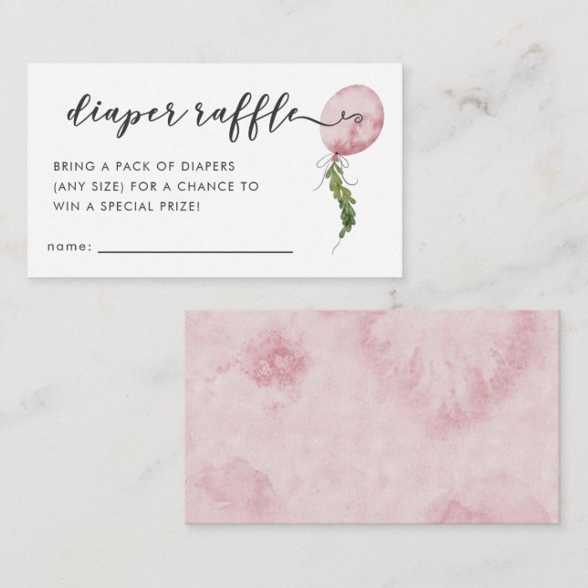 Tarjeta De Recepción Billete de baraja de Baby Shower con globo rosa (Anverso / Reverso)