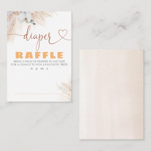 Tarjeta De Recepción Billete de baraja de Baby Shower Diaper Raffle pam (Anverso / Reverso)