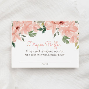 Tarjeta De Recepción Billete de baraja rosada floral Baby Shower Diaper