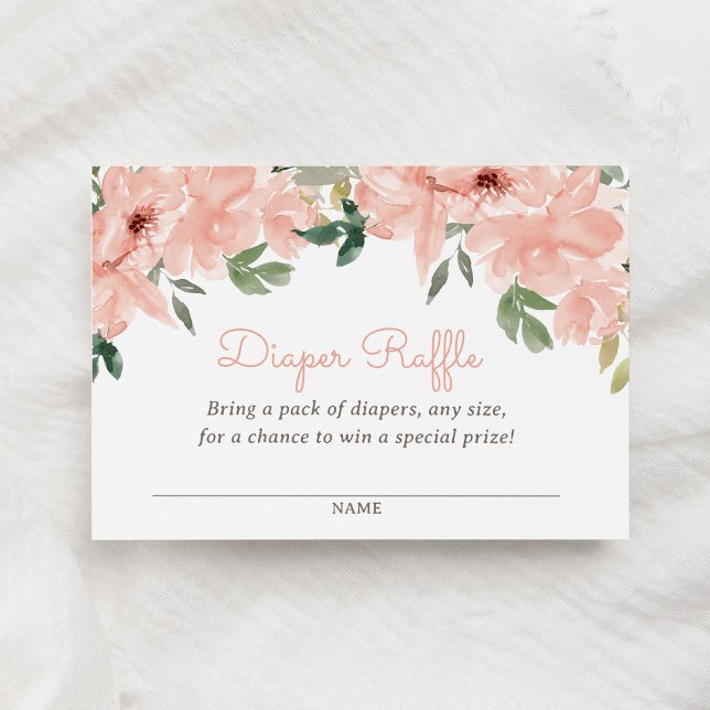 Tarjeta De Recepción Billete de baraja rosada floral Baby Shower Diaper (Subido por el creador)