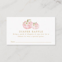 Billete de calabaza rosa Baby Shower Diaper Raffle