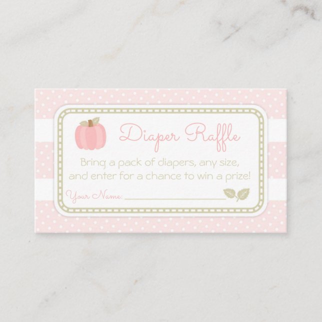 Tarjeta De Recepción Billete de calabaza rosa Baby Shower Diaper Raffle (Anverso)
