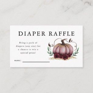Tarjeta De Recepción Billete de calabaza rosa Baby Shower Diaper Raffle