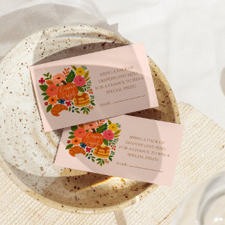 Tarjeta De Recepción Billete de calabaza rosa Baby Shower Diaper Raffle
