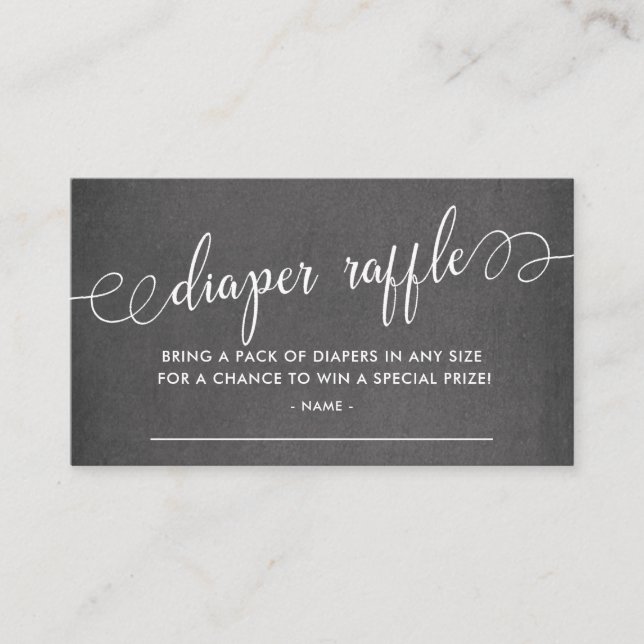 Tarjeta De Recepción Billete de Chalkboard Baby Shower Diaper Raffle (Anverso)