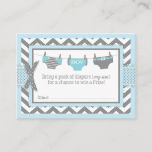 Tarjeta De Recepción Billete De Chevron Blue Owl Diaper Raffle