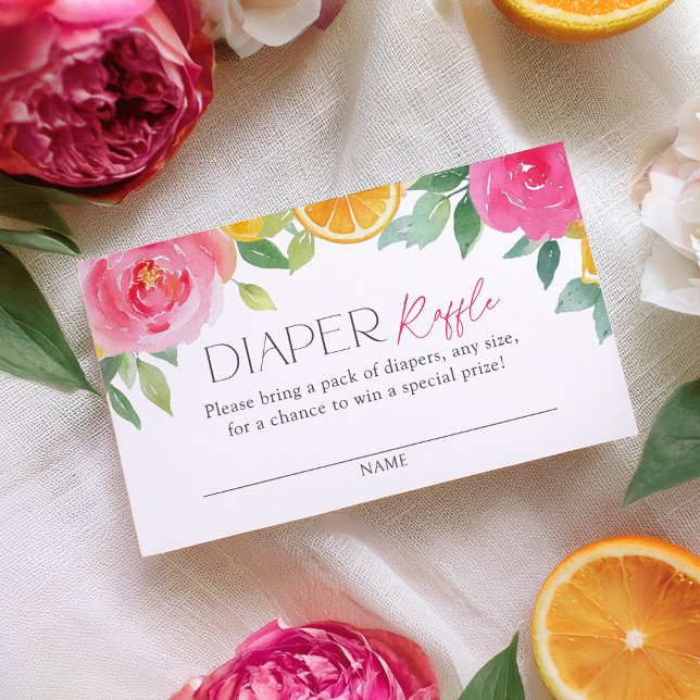 Tarjeta De Recepción Billete de citrus floral Baby Shower Diaper Raffle (Subido por el creador)