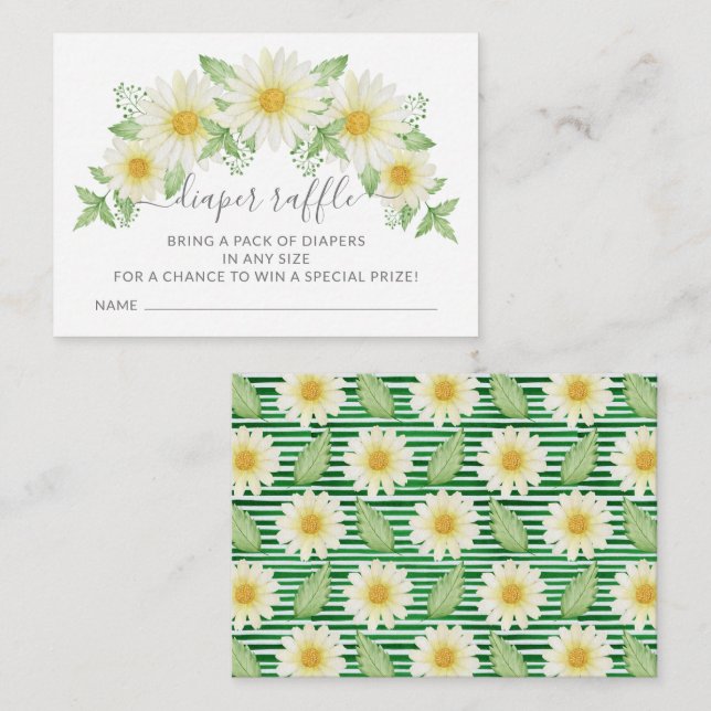 Tarjeta De Recepción Billete de daisy Baby Shower Diaper Raffle (Anverso / Reverso)