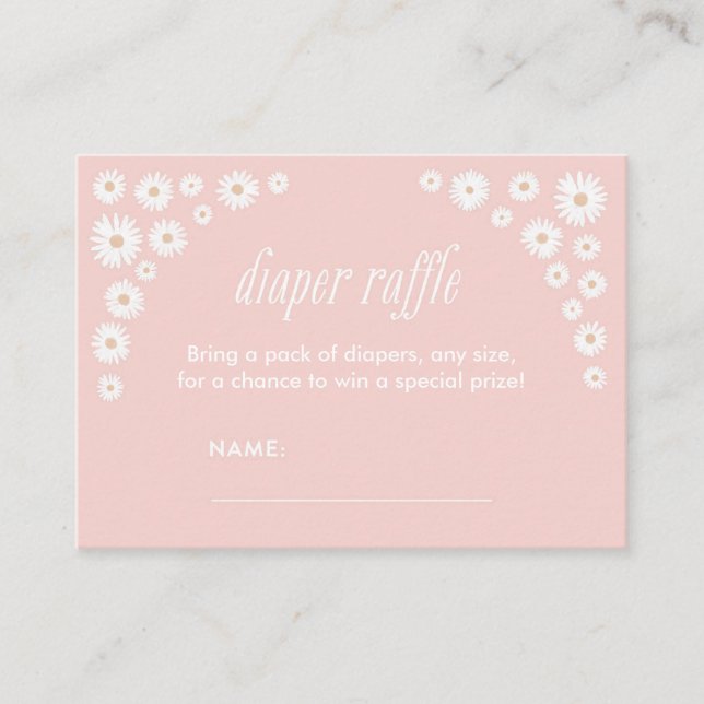 Tarjeta De Recepción Billete de daisy rosado Baby Shower Diaper Raffle (Anverso)
