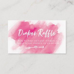 Tarjeta De Recepción Billete de Diaper Raffle acuarela rosa