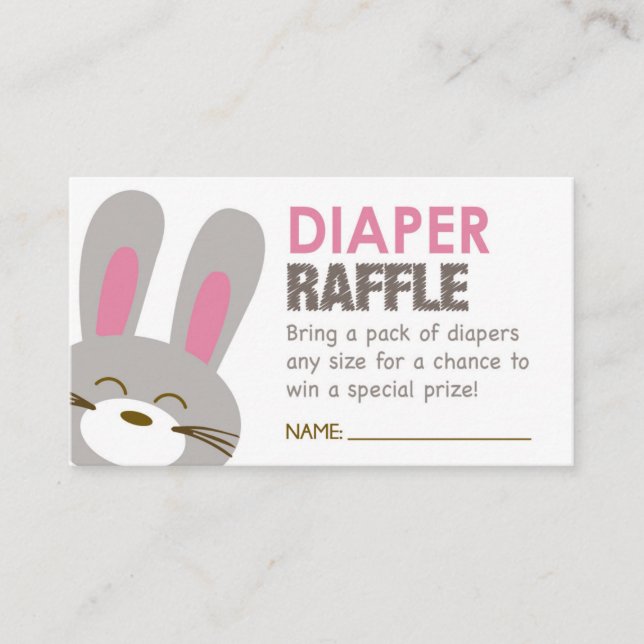 Tarjeta De Recepción Billete De Diaper Raffle De Conejo Rosa (Anverso)