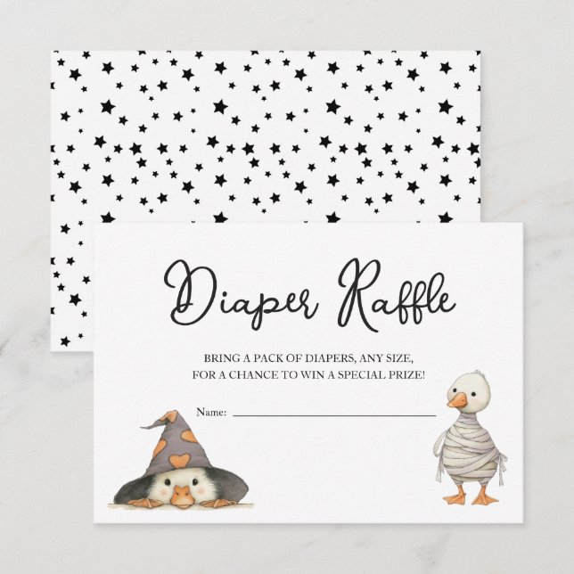 Tarjeta De Recepción Billete de Diaper Raffle halloween ganso Baby Show (Anverso / Reverso)
