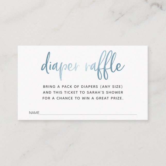Tarjeta De Recepción Billete de Diaper Raffle para Baby Shower (Anverso)