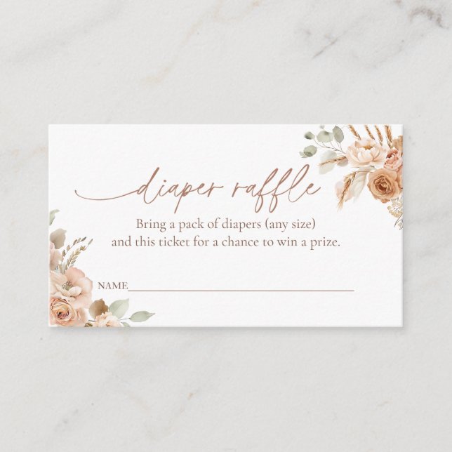 Tarjeta De Recepción Billete de Diaper Raffle para Baby Shower (Anverso)
