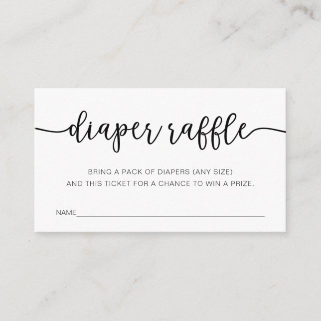 Tarjeta De Recepción Billete de Diaper Raffle para Baby Shower (Anverso)