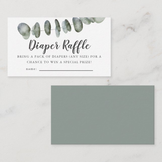 Tarjeta De Recepción Billete de Eucalyptus Baby Shower Diaper Raffle (Anverso / Reverso)
