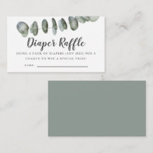 Billete de Eucalyptus Baby Shower Diaper Raffle