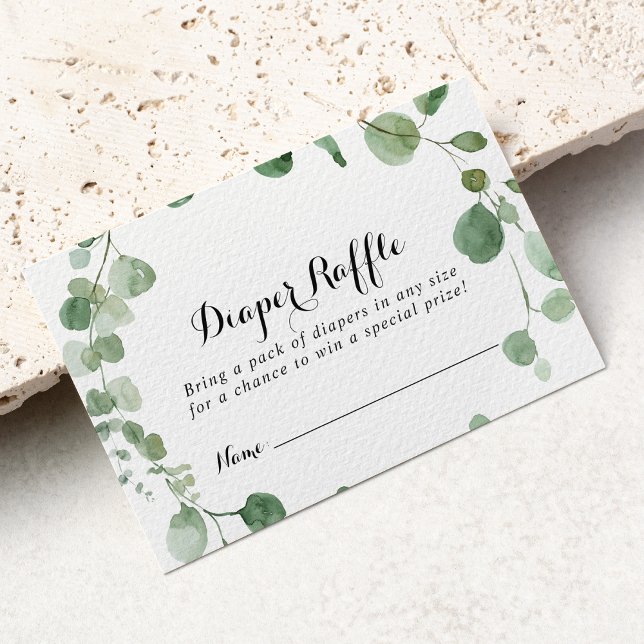 Tarjeta De Recepción Billete de Eucalyptus Calligraphy Diaper Raffle (Subido por el creador)