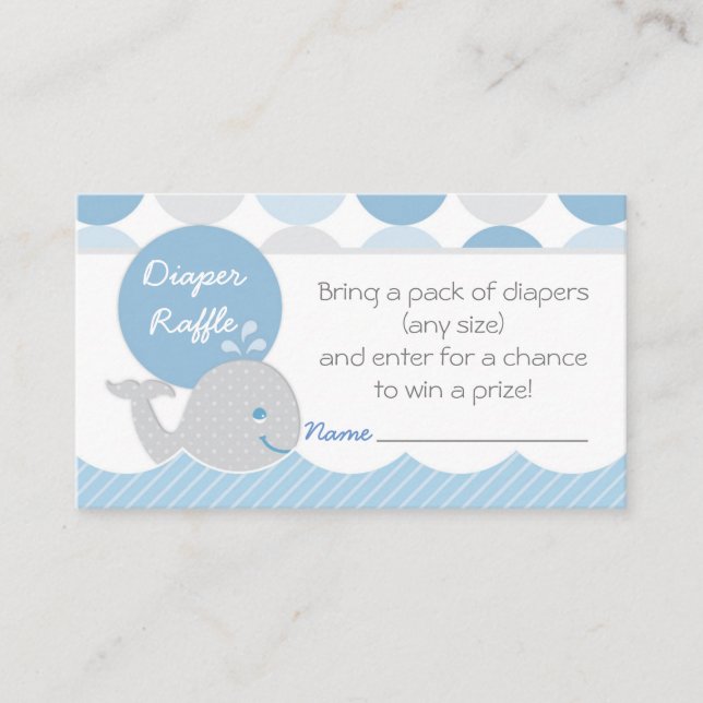 Tarjeta De Recepción Billete de Mod Whale Baby Shower Diaper Raffle (Anverso)