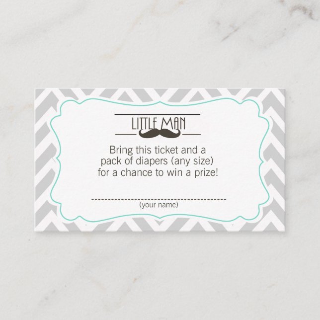 Tarjeta De Recepción Billete de Mustache Baby Shower Diaper Raffle (Anverso)