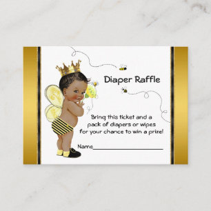Tarjeta De Recepción Billete de niño afroamericano Bee Diaper Raffle
