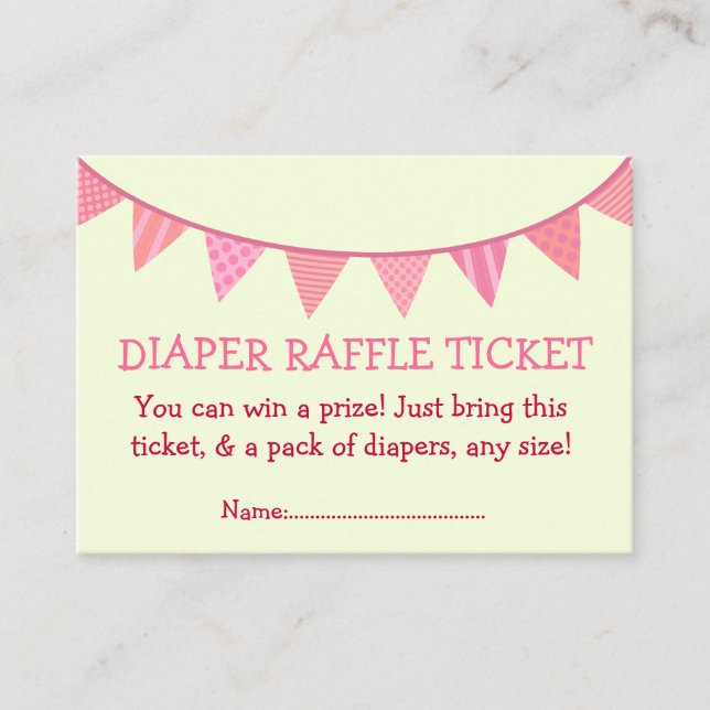 Tarjeta De Recepción Billete de pañal con banderas rosadas para Chica (Anverso)