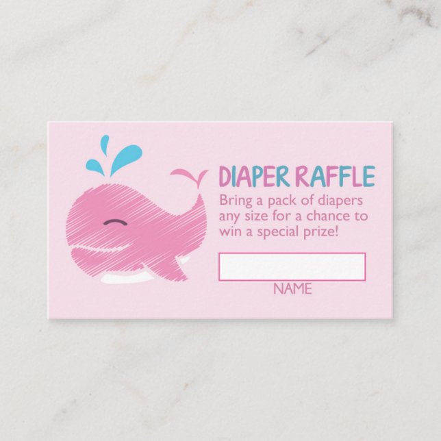 Tarjeta De Recepción Billete de pañal de ballena náutica Raffle (chica) (Anverso)