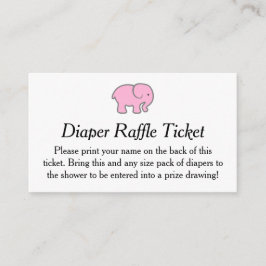 Tarjeta De Recepción Billete de pañal de Elefante Rosa Raffle Ticket