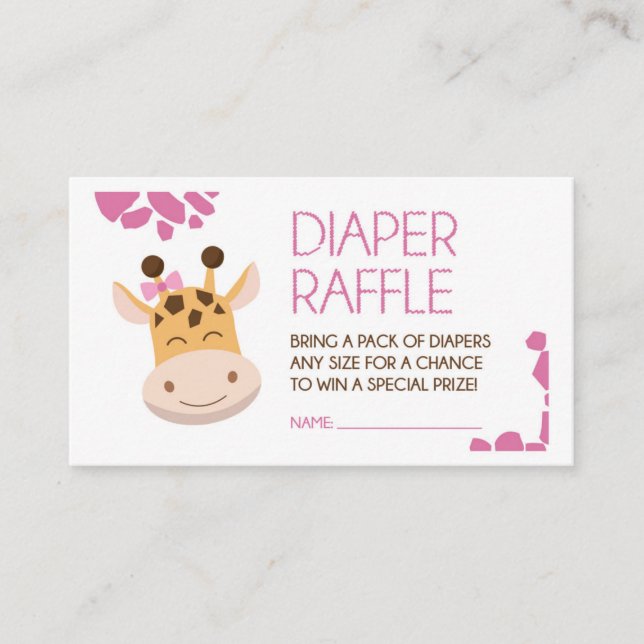 Tarjeta De Recepción Billete de pañal de jirafa rosa y blanca (Anverso)