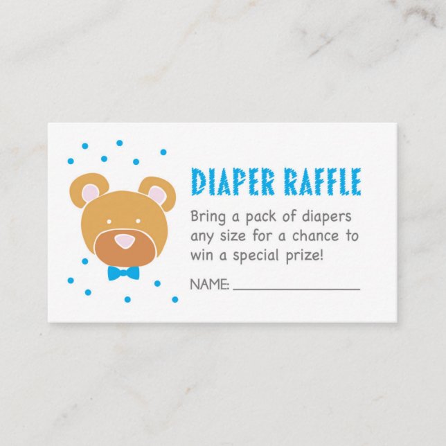 Tarjeta De Recepción Billete de pañal de oso azul Raffle (Anverso)