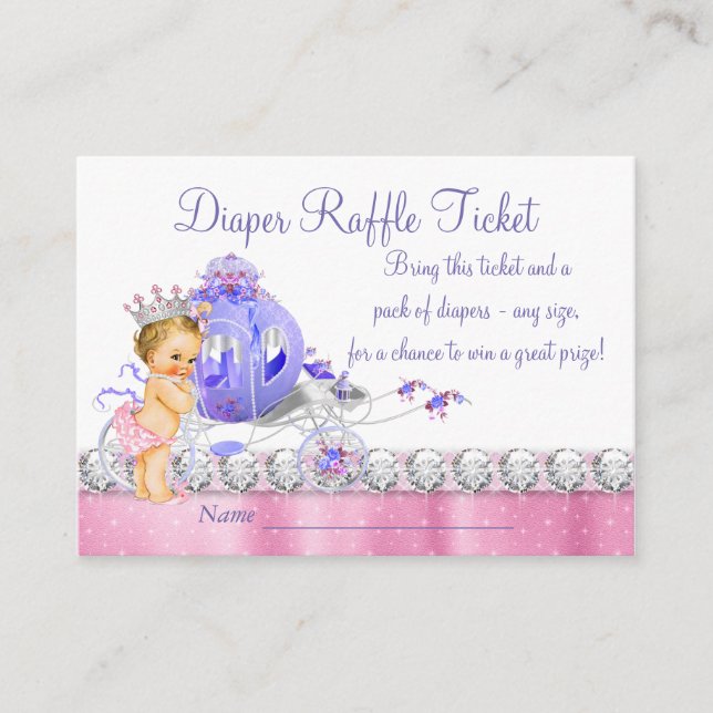 Tarjeta De Recepción Billete de pañal de princesa rosa y morada (Anverso)