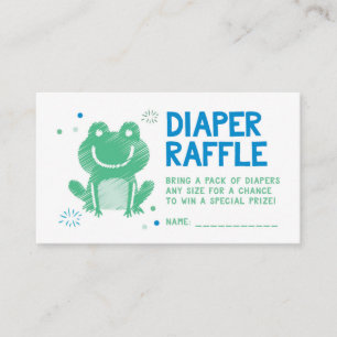 Tarjeta De Recepción Billete de pañal de rana azul Raffle