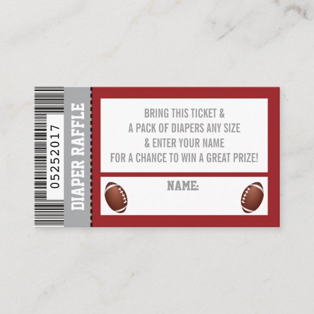 Tarjeta De Recepción Billete de pañal, deportes, Baby Shower de fútbol (Anverso)