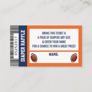 Tarjeta De Recepción Billete de pañal, deportes, Baby Shower de fútbol