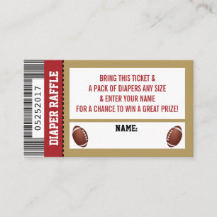 Tarjeta De Recepción Billete de pañal, deportes, Baby Shower de fútbol
