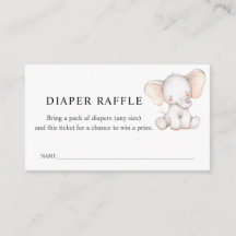 Billete de pañal elefante Raffle para Baby Shower