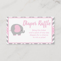 Billete de pañal elefante Raffle para Baby Shower