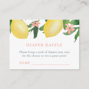 Tarjeta De Recepción Billete de pañal Lemons Raffle para Baby Shower Ch