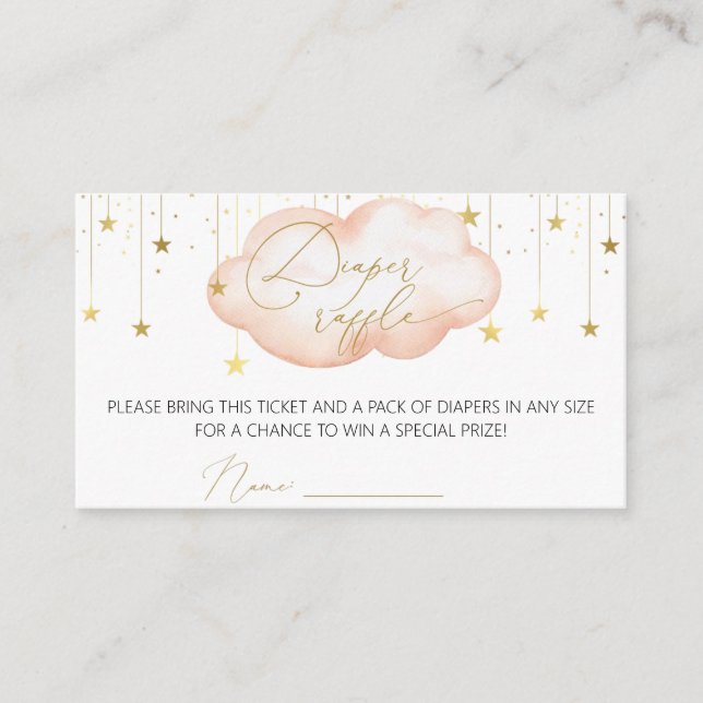 Tarjeta De Recepción Billete de pañal Raffle, envolvente rosa de luna y (Anverso)