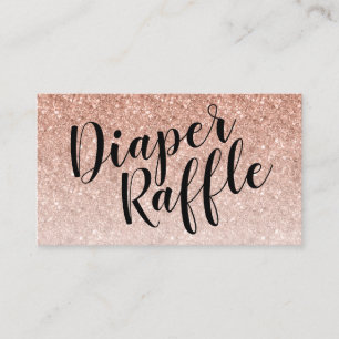 Tarjeta De Recepción Billete de pañal Raffle, guión negro   Rosegold