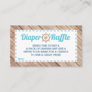 Tarjeta De Recepción Billete de pañal Raffle, náutico, azul, Aqua