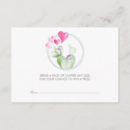 Tarjeta De Recepción Billete de pañal Raffle, pequeño cactus de amor
