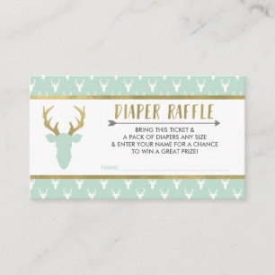 Tarjeta De Recepción Billete de pañal Raffle, venado de Woodland, Baby 