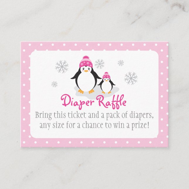Tarjeta De Recepción Billete de pañal rosado de pingüino (Anverso)